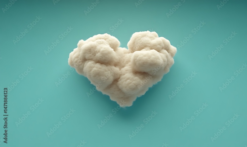 Heart Shaped Cloud on Blue Background Heart Shaped Cloud on Blue Background