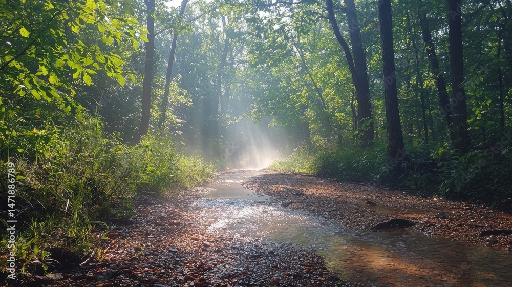 Obraz premium Morning mist gracefully hovering above a serene forest captured in stunning detail