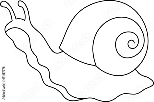 snail cartoon doodle outline coloring