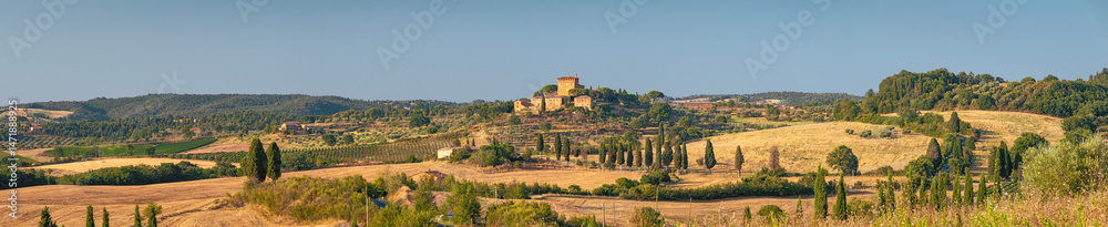Obraz premium Panoramic view over typical tuscan landscape near Pienza, Italy