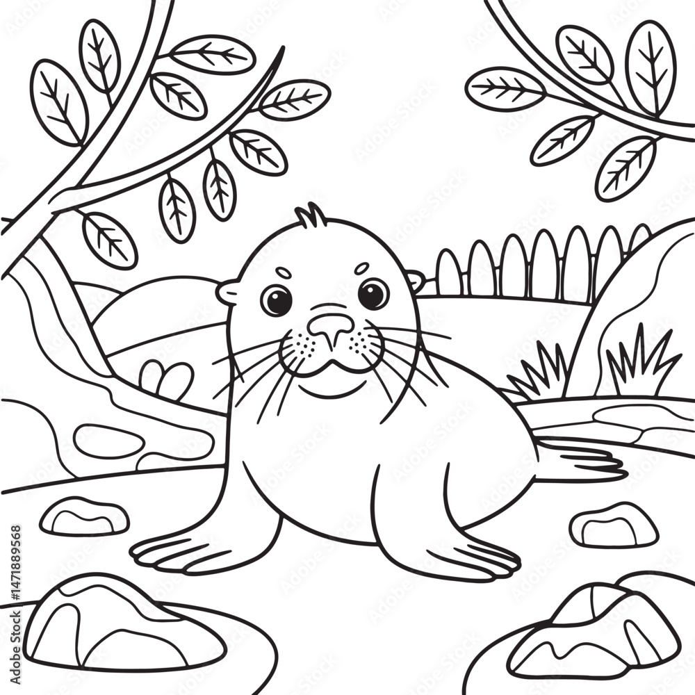 Obraz premium Seal line art illustration premium quality