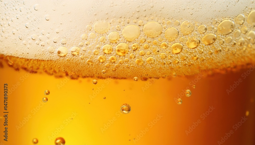 golden beer macro with frothy foam and rising bubbles for beverage branding, print poster, website background or brewery packaging design
golden beer macro with frothy foam and rising bubbles for beverage branding, print poster, website background or brewery packaging design