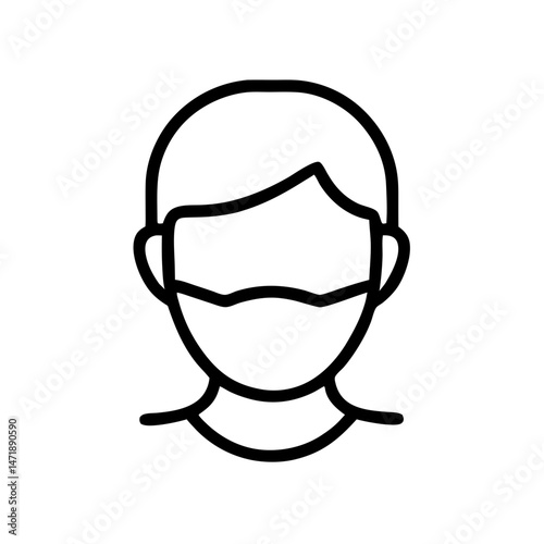 Minimalist black line icon of a person wearing a mask, on a white background. For anonymity, incognito mode, or villain/hero themes in apps and websites.