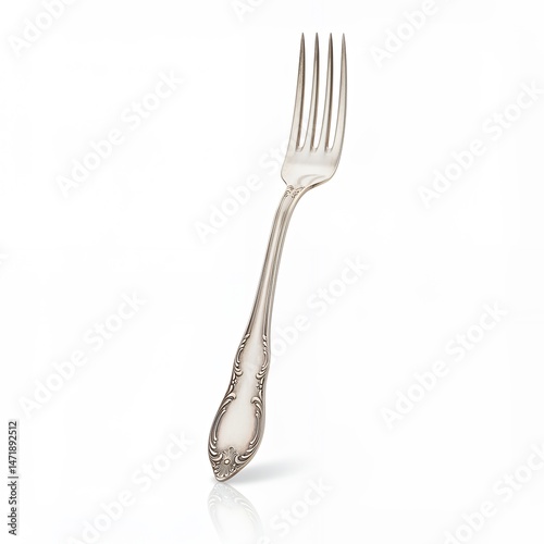 Silver Four-Pronged Fork Elegant Table Setting Cutlery