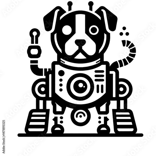cartoon dog robot vector illustration