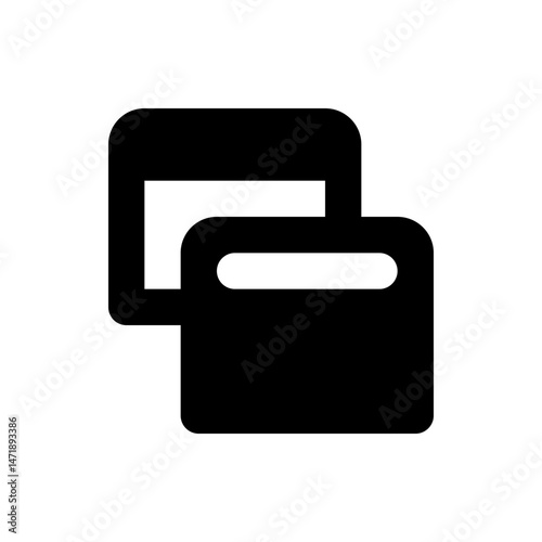 Two overlapping black rounded rectangle shapes creating a visual effect of duplication and layering design