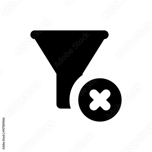 Black filter funnel icon with a circular x symbol indicating removal or cancellation of the filtering process