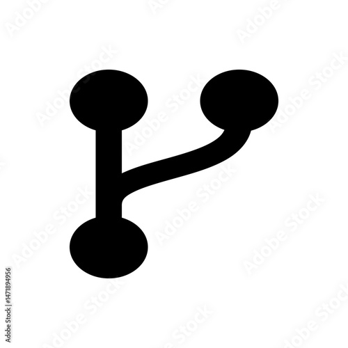 Illustration of a black branching structure with three circular nodes on a white background simple design