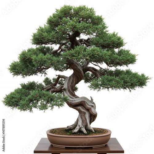 Isolated small bonsai tree, a natural plant on white