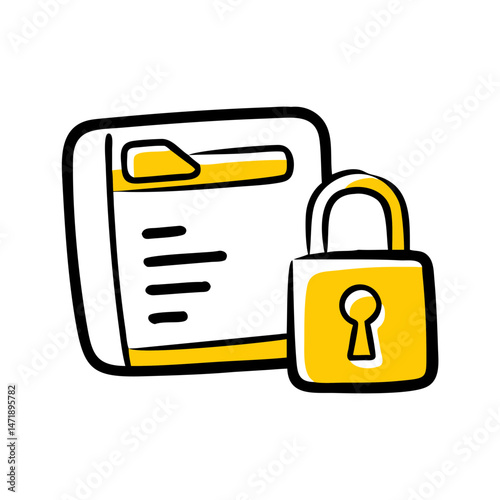 This vibrant, hand-drawn icon of a book secured by a padlock is perfect for websites or blogs about data privacy, digital security, protected content, or intellectual property.

