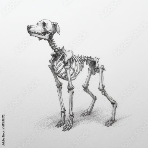 Detailed drawing of a dog's skeletal structure.