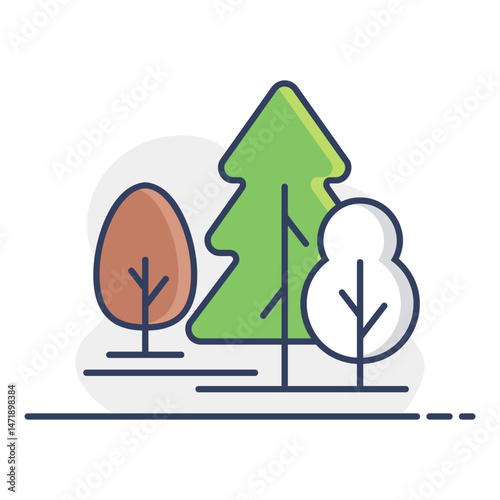 Deciduous and conifer forest vector icon