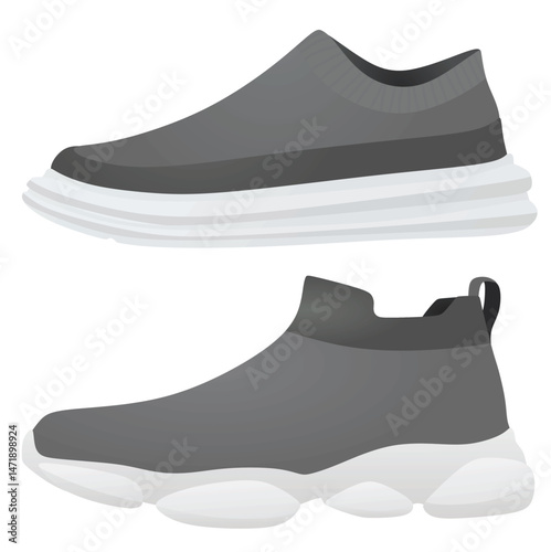 Grey textile shoe. vector illustration