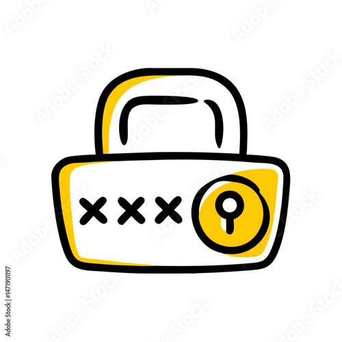 This cheerful hand-drawn padlock with a password field is perfect for websites or blogs about cybersecurity, data protection, privacy, or secure login.

