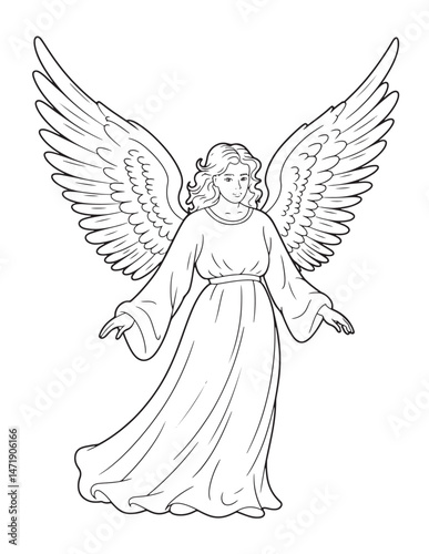 Guardian Angel with Wings – Bible Line Art