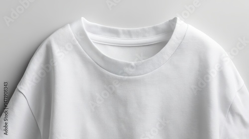 White T-shirt with Prominent Central Stain on Plain Beige Background, Minimalist Apparel Display Concept.