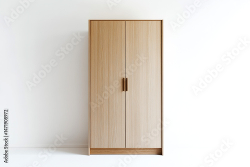 Modern Wooden Wardrobe  Oak Closet  Minimalist Bedroom Furniture  Two Door Storage