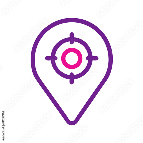  GPS location icon with target in gradient outline style.