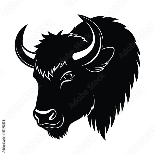 Bison head silhouette vector illustration 