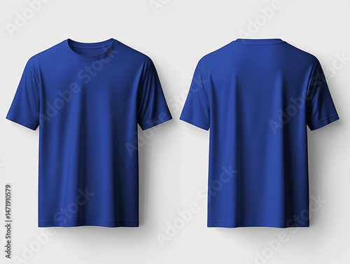 Royal Blue T Shirt Mockup  Front and Back Views  Plain Tee  Clothing Template  Apparel Des