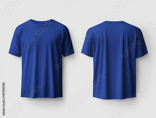 Royal Blue T Shirt Mockup  Front and Back Views  Clothing Template  Apparel Design  Casual