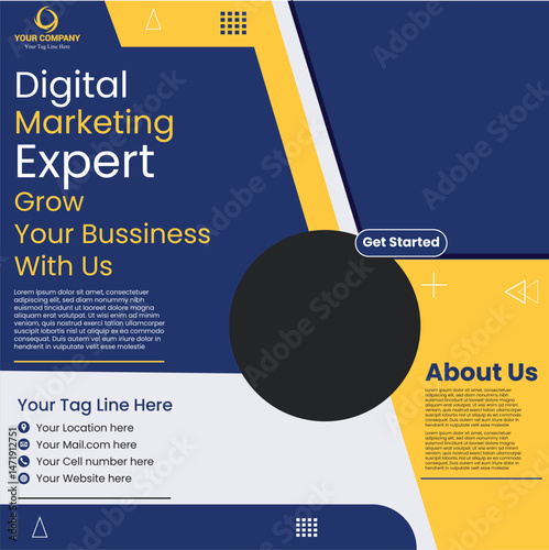 digital marketing agency expert grow your business with us social media poster design vector templates