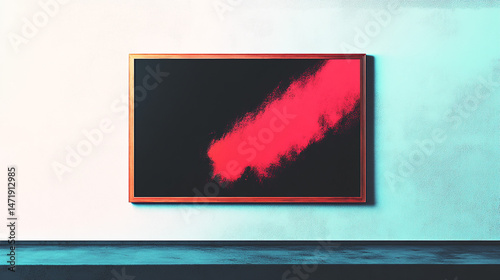 Abstract Red Splash on Black Canvas  Modern Art  Gallery Wall