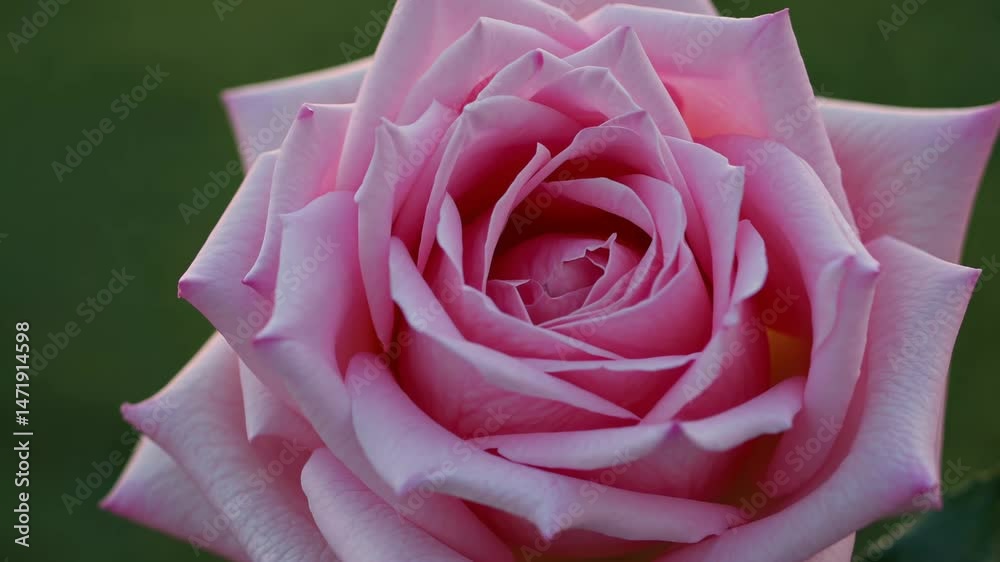 Close-up of a vibrant pink rose in full bloom with detailed petals and soft natural lighting

