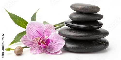 zen stones and orchid