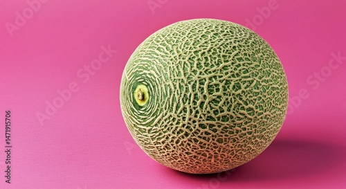 Aesthetic top view of fresh melon or cantaloupe slices isolated on a chic pink background. Perfect for summer, food, and health concepts.
