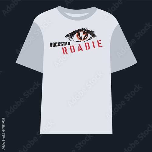 WHITE T-SHIRT DESIGN FOR ROCKSTAR ROADIE,  EYE DESIGN, BLACK AND RED DESIGN T-SHIRT FOR MEN WOMEN, JERSEY, NURSE, LIFESTYLE, EVERYONE WEAR, GARMENTS, TEXTILE, UNIQUE AND CREATIVE DESIGN, 