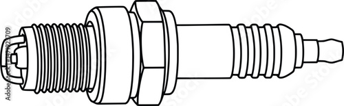 Detailed Vector Illustration of a Spark Plug Auto Parts Diagram