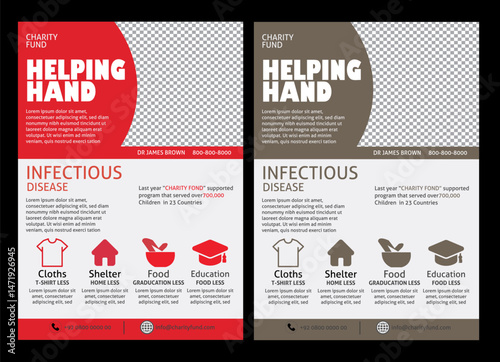 Charity Flyer siZe is A4 Fundraising to help homeless child, human, share food, donate money for humanity, clean flyer design charity event brochure a4 editable template  Modern Charity Brochure Templ