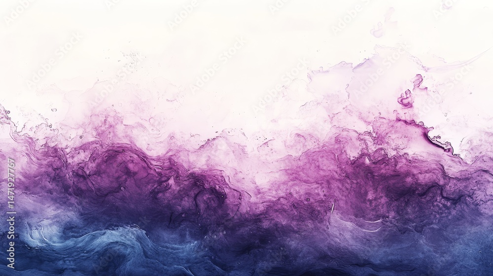 Obraz premium Abstract purple and blue fluid art painting on white background.