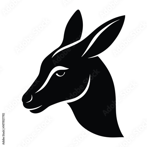  wallaby head silhouette vector illustration 