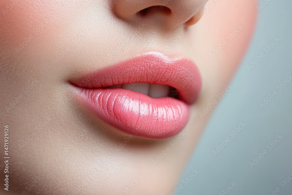 Obraz premium Plump lips after cosmetic enhancement procedure