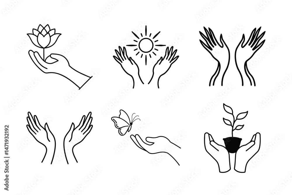 Boho Hands Holding Wildflowers Minimal Line Art Boho Hands Holding Wildflowers Minimal Line Art