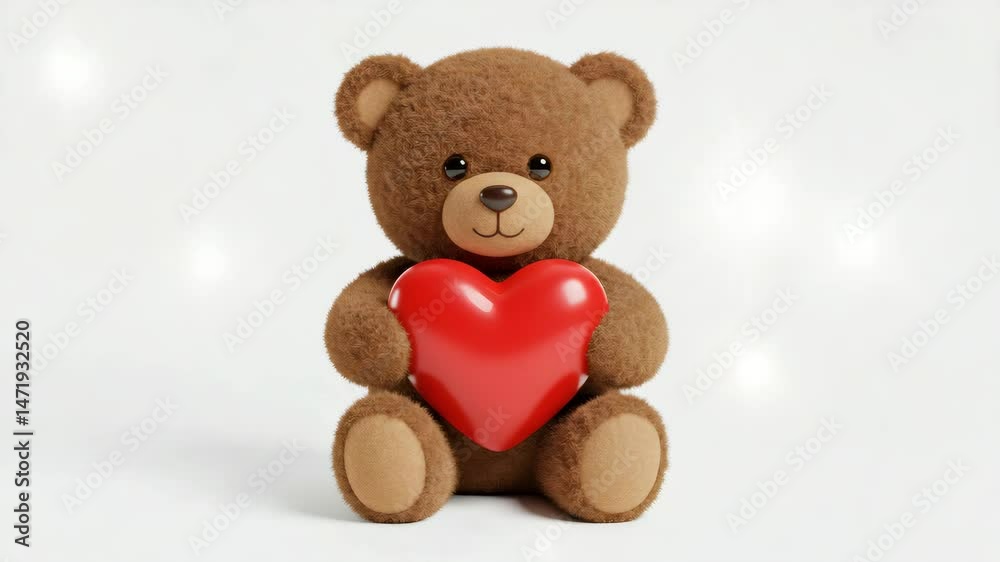 Teddy bear with heart valentine love romance gift cute animal plush toy present adorable soft toy happy love 4k uhd video