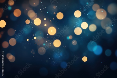 Blue light flare with bokeh on black background