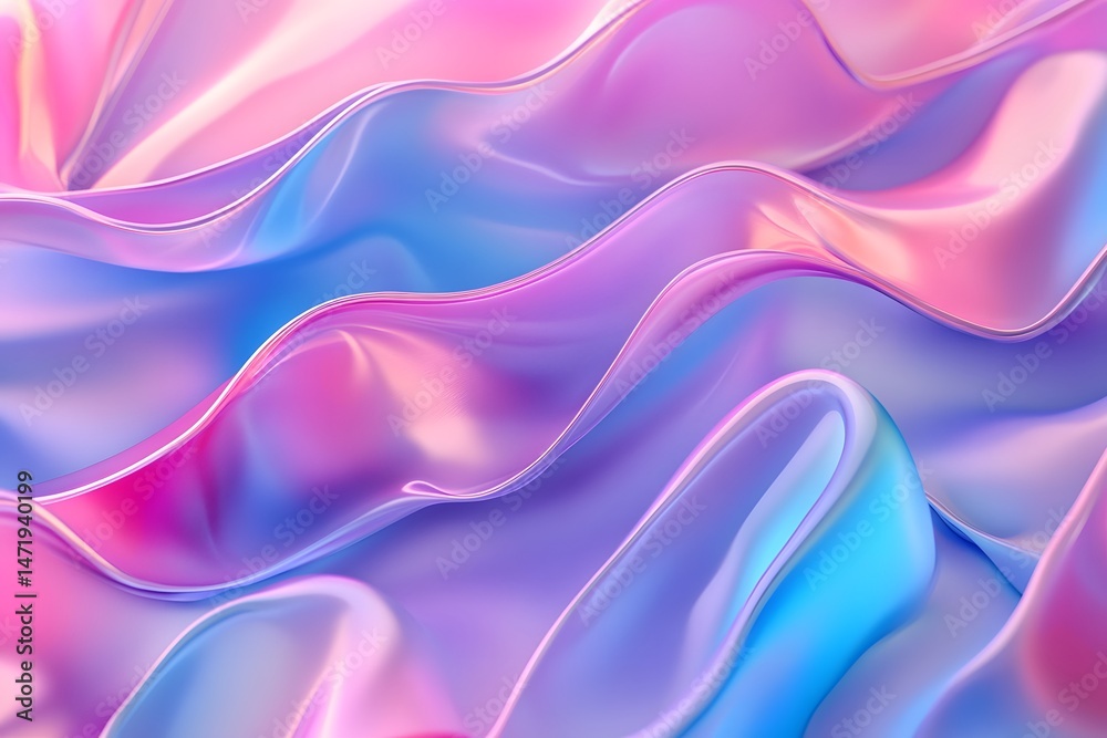 Fototapeta premium Iridescent Pink Blue Liquid Waves