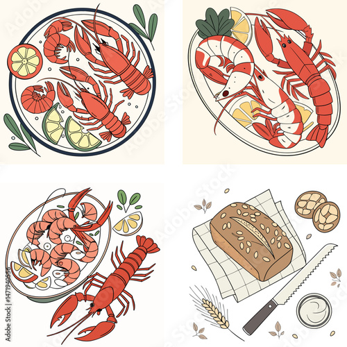 Delicious Seafood Platter with Crayfish and Shrimp Dishes