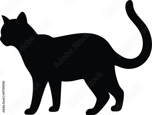 Black Cat Silhouette Clipart | Animal Outline Vector Graphic photo