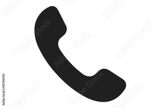 Call icon logo silhouette vector, Telephone logo icon silhouette, telephone handset black and white vector icon, Phone icon logo vector silhouette isolated on white background 