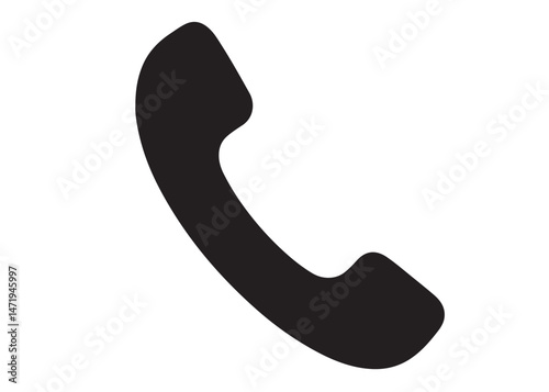 Call icon logo silhouette vector, Telephone logo icon silhouette, telephone handset black and white vector icon, Phone icon logo vector silhouette isolated on white background 