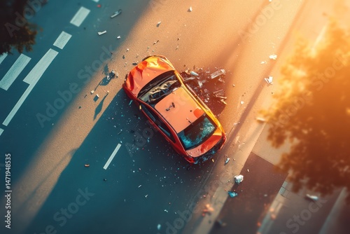 car accident with damaged vehicles close-up copy space photo