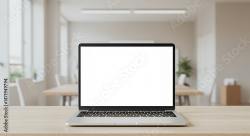 Laptop Mockup: Clean Office Workspace - Showcase Your Website/App Design! Productivity, Technology & Design.