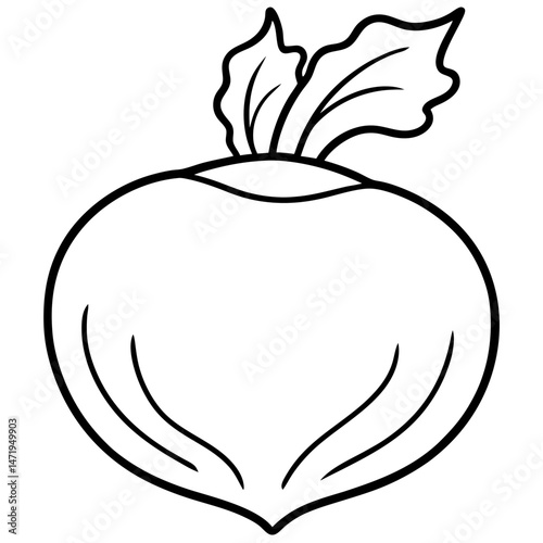 Minimalist Kohlrabi Line Art Vector