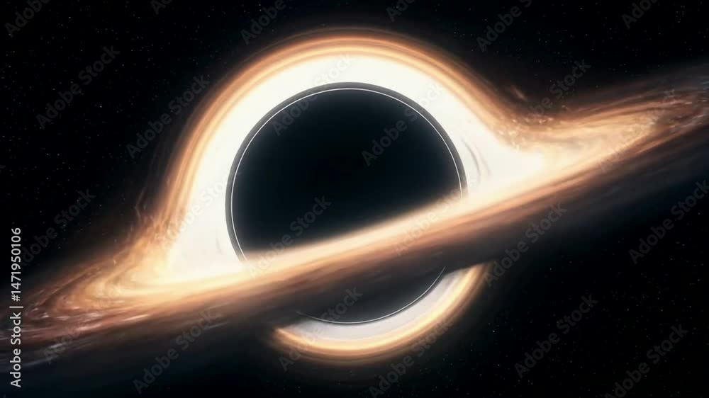 4k, A swirling black hole with glowing accretion disk in space.