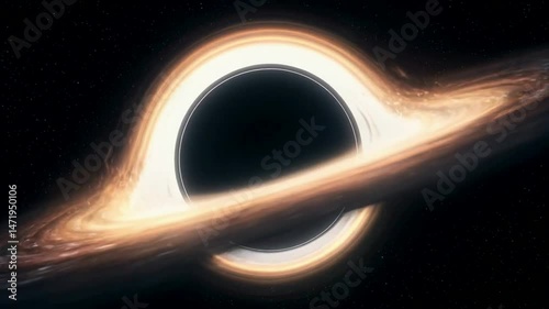 4k, A swirling black hole with glowing accretion disk in space.