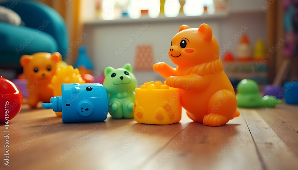 Obraz premium Plastic toys scattered all over the floor 